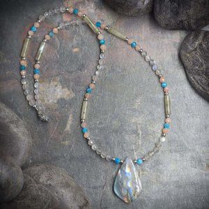 Labradorite Apatite and Sunstone Necklace